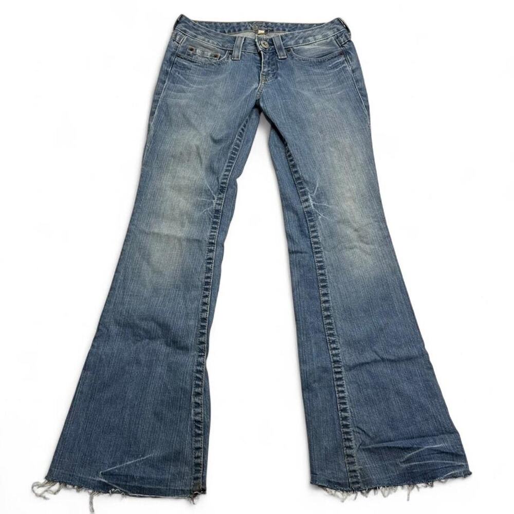Bebe Mcbling Y2K Early 2000s Super Low Rise flared vintage jeans Womens size 28